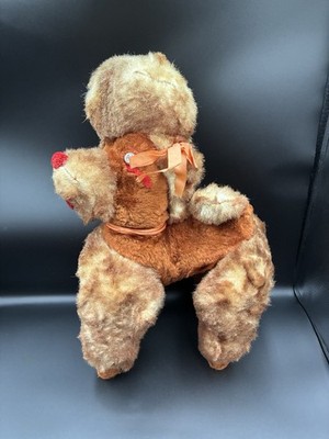 Poodle Vintage 1960s Stiff Hard Brown Stuffed Animal Dog Two Tone Color