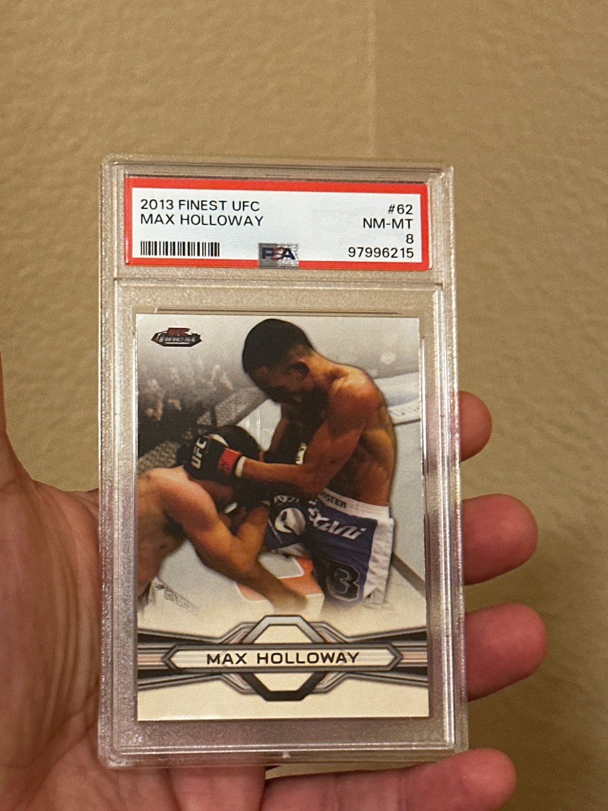 2013 Topps Finest Rookie Card UFC #62 Max Holloway PSA 8 view 3