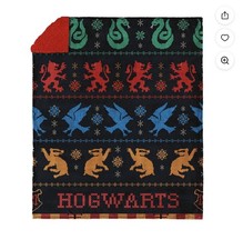 NWT Harry Potter Houses Plush Sherpa Blanket XL 50x60 Winter