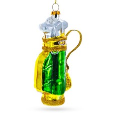 Golden Golf Bag Blown Glass Ornament