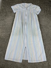 Miss Elaine Nightgown Womens Small Pastel Stripe Short Sleeve Seersucker Zip Rob