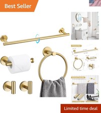 Luxury 5-Piece Brushed Gold Bathroom Hardware Set - Stainless Steel Elegance