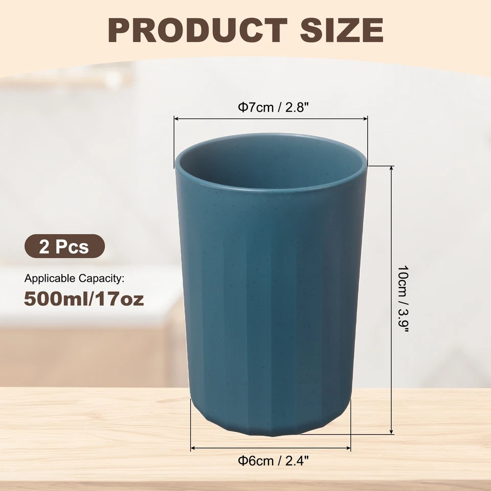 2 Pcs Simple Toothbrush Cup, 2.8 x 2.8 x 3.9" Bathroom Tumbler, Dark Blue - Image 2 of 4