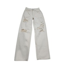 BDG High-Rise Baggy Jeans Women 26 Off-White Distressed Ripped Streetwear Urban
