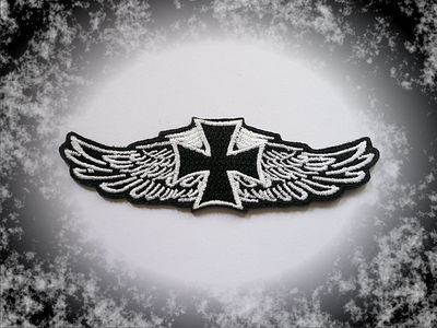 Biker Kreuz Aufnäher – 8x8 Cm, Stickerei, Zum Aufbügeln Oder Annähen