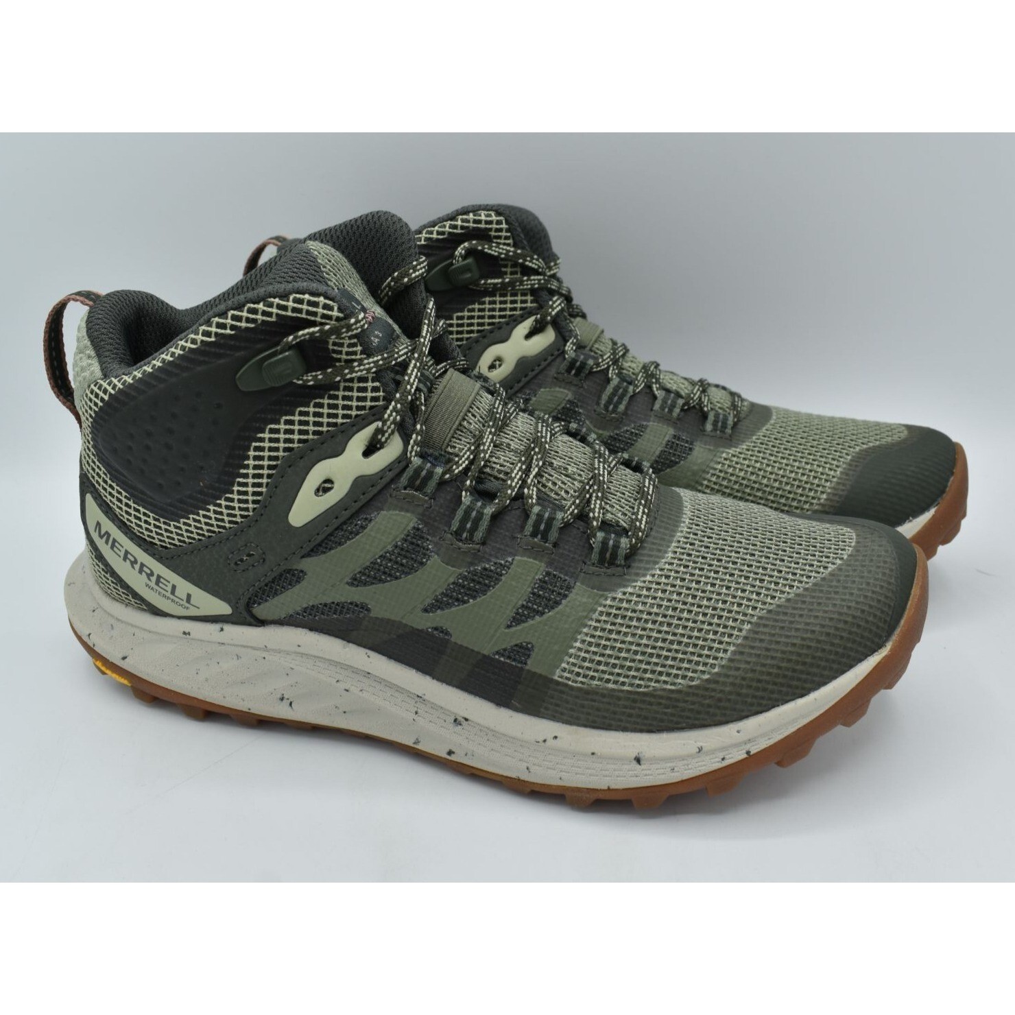 Scarpe da corsa Merrell donna taglia 11 Antora 3 Mid lichen impermeabili trail escursionismo