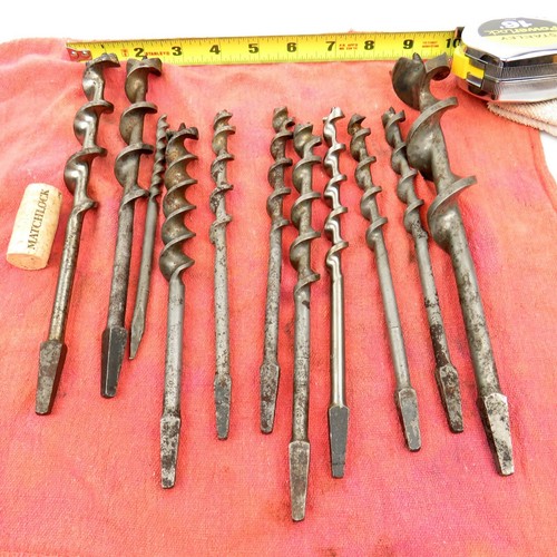 Vintage Dunlap 10 umkehrbare Schneckenstrebe mit roten Holzgriffen und Bohrern USA - Bild 12 von 12