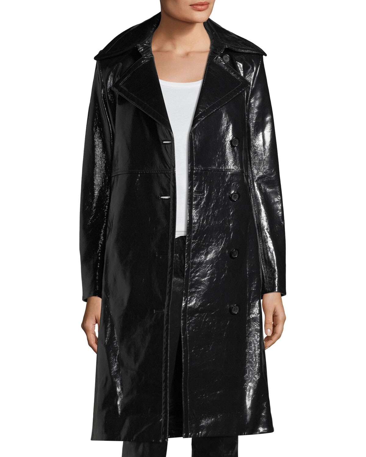 HELMUT LANG Pleasure Patent Leather Belted Trench Coat Size Large (Runs Smaller) image 2