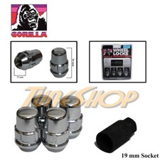 4 Lock Gorilla 19mm Socket Bulge Acorn Wheels Rim Lug Nut 12x1.25 1.25 Chrome N