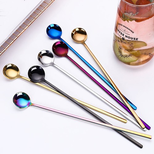 Uxcell 5-Pack Long Handle Spoons - 16cm Stainless Steel, Silver Tone, For Tea & Desserts 12 thumbnail image