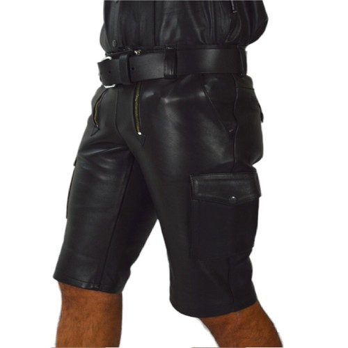 AW-7520 Cargo Ledershorts Zimmermann Shorts Glattes leder Shorts,kurze lederhose - Picture 3 of 6
