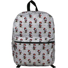 Large Backpack - Disney - Minnie Mouse Gray All-over 16"