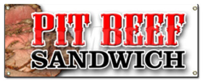 PIT BEEF SANDWICH BANNER SIGN bbq smoked meat beef grilled restaurant