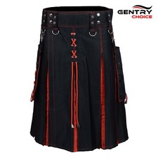 Highlander Fashion Utility Hybrid Kilt Red Pleated Scotttish Modern Kilt For Men