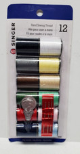 NEW SINGER Polyester Hand Sewing Thread Spools 12 Spools w/Needles  Threader