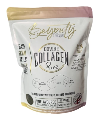 BEYOUTY COLLAGEN Halal Bovine Collagen Hydrolysed Peptides Powder TYPE I, III & X 500g Hair, Nail