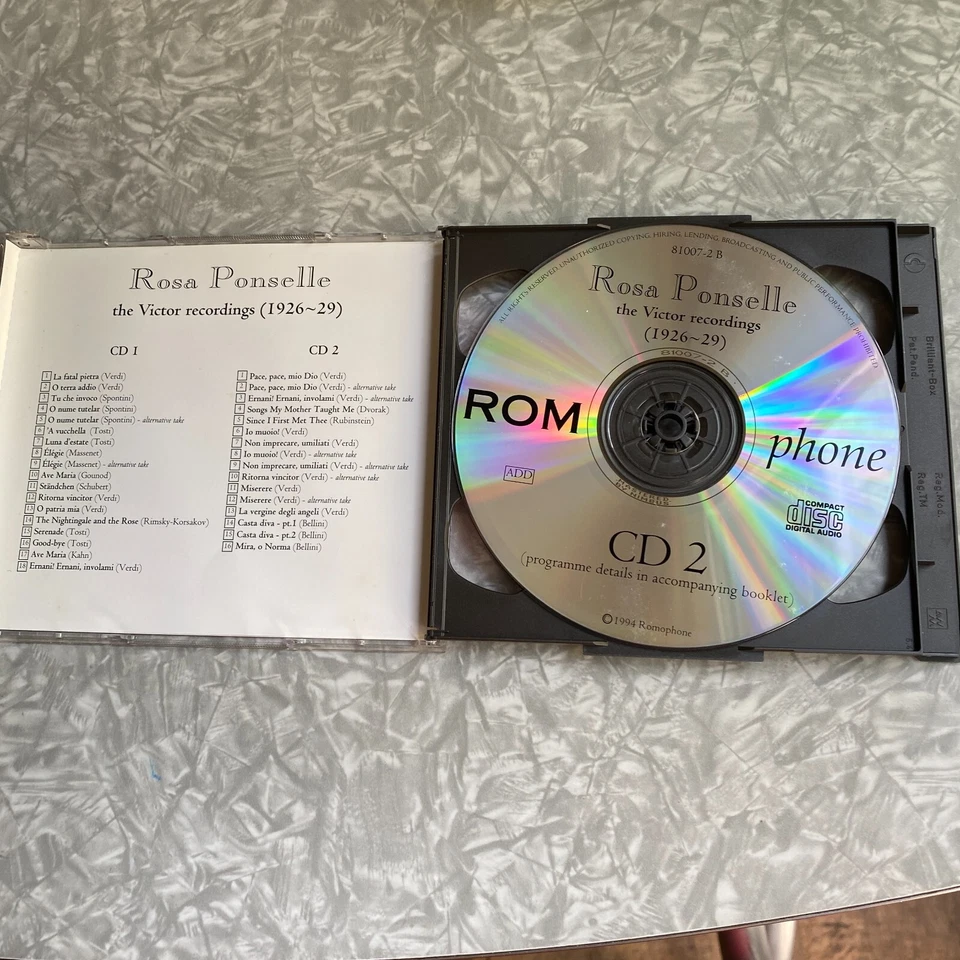 Rosa Ponselle The Victor Recordings 1926-1929 2-Disc CD Romophone Clean Discs! Foto 4 de 4