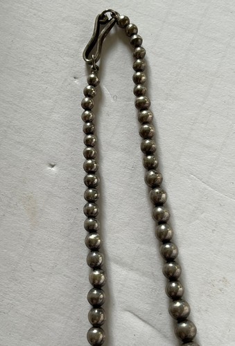 HEAVY Vintage Sterling Silver Graduated Ball Bead Necklace 31.5” - Picture 10 of 13