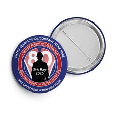 VE Day 80th Anniversary CUSTOM NAME Standard Pin Badge Design 4 - Special Editio