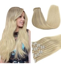 9A Ash Blonde to Golden Blonde Clip in Human Hair Extensions 110g 7pcs 20in