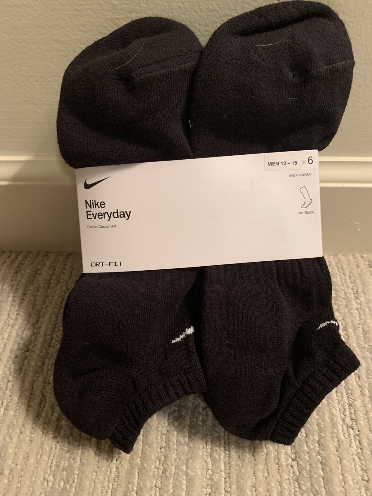 Nike Everyday Cushion NoShow Men's Training Socks Pack of 6 Size 12