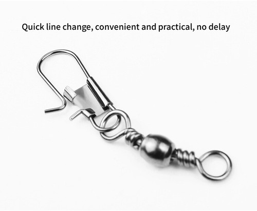 90pcs Fishing Rolling Barrel Swivel with Interlock Snap Tackle Connector 4#-12# - Picture 8 of 17