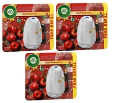 3 PACK Air Wick Essential Oils Mist Diffuser + refills Apple Cinnamon Medley
