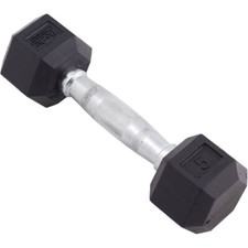 Body Sport Rubber Encased Hex Dumbbell 5 LB