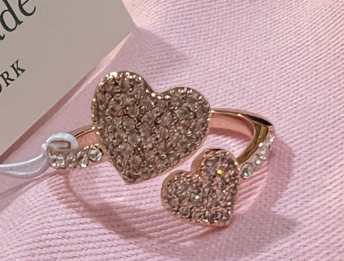 Kate Spade Yours Truly Pave Heart Ring Size 8 Rose Gold