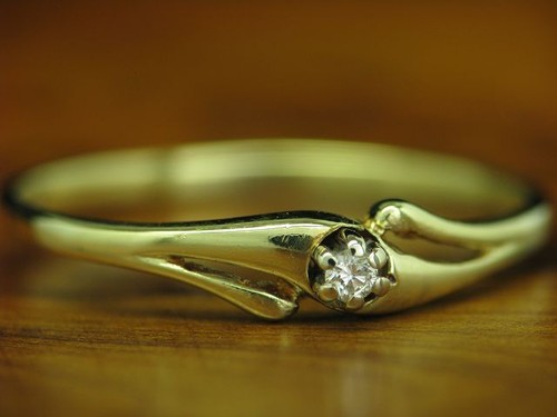 14kt 585 Gelbgold Ring mit Brillant Besatz / Diamant / 1,3g / RG 54 - 第 3/6 張圖片