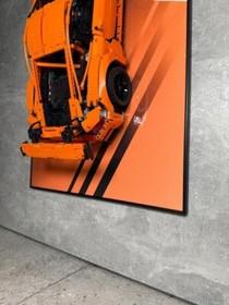 Art Holder Frame on the Wall 80x50 cm.  Technic 42056 Porsche 911 GT3 RS Orange