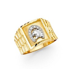 Solid 14K yellow gold HORSE SHOE ring EJRG1685