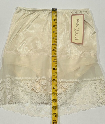 NWT Vintage 60s Mini Slip Attached Panties Brief NYLON Half Skirt LACE Size S - Picture 11 of 18