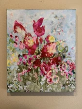 OOAK Original Acrylic Abstract Modern Floral Landscape 20x24” Canvas 