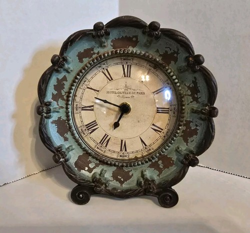 1879 Hotel DeVille De Paris Metal Clock Teal Green Decor - 第 3/14 張圖片