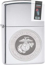 Zippo 99767 USMC EGA High Polish Chrome Lighter + FLINT PACK
