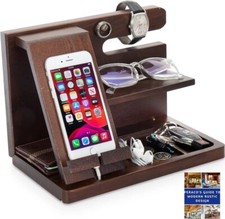 Peraco, Wood Phone Docking Station  Nightstand Organizer-Charging Station Wood