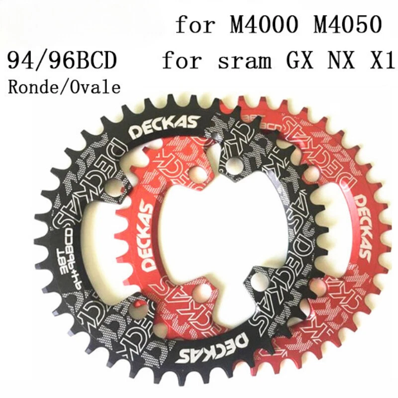 Corona MTB Ovale Monocorona In Alluminio 7075 - 32/34/36/38 Denti, Attacco 96 BCD, Per Trasmissioni 8-12 Velocità (Nero O Rosso)