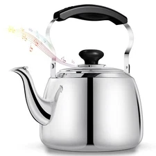 Tea Kettle Stainless Steel Stovetop Whistling Tea Kettles 2L Mirror Polished ...