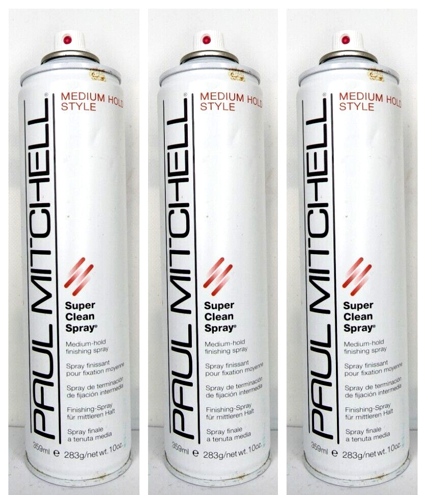 3 Paul Mitchell Medium Hold Style SUPER CLEAN SPRAY FINISHING SPRAY 10 oz Each j