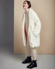 Ethical New Xs Jan N June Fluffy Teddy Plush Coat Ecru Organic Cotton