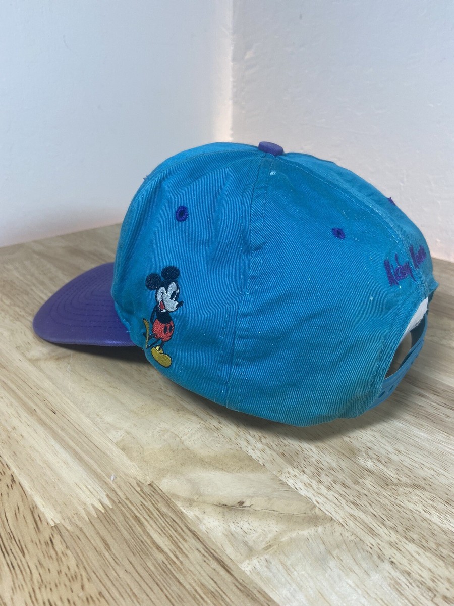 Vintage Mickey Mouse Unlimited Snapback Hat Navy Turquoise  display picture 3