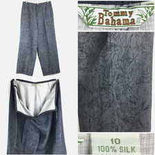 Vtg Tommy Bahama Womens Size 10 30-32 in Waist Dark Gray Silk Drawstring Pants