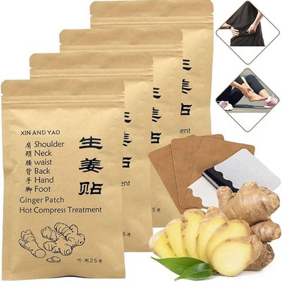 100pcs Self-Heating Ginger Patch for Lymph, Promote Blood Circulation, Pain Reli