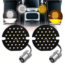 DC/AC 9-36V 3 1/4 inch Front Rear LED Turn Signals Flat Style 1157-White Amber
