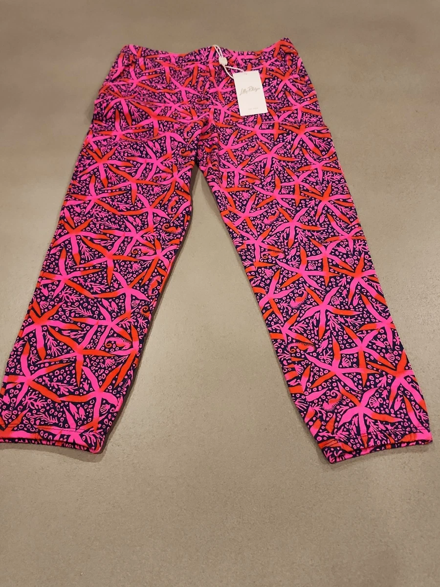 Nuevo con etiquetas Pantalón Lilly Pulitzer Mini Mallie Terry Fruta de la Pasión Rosa Estrella Búsqueda 6-7