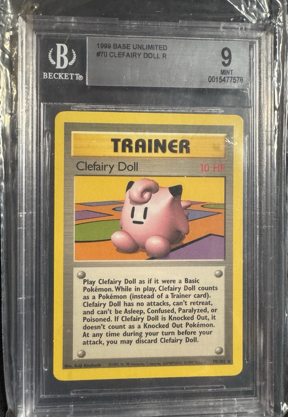 Clefairy Doll 70/102 Rare Pokemon Card - 1999 Base Set, BGS 9