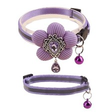 2 Pack Cat Collar Pink Floral with Bell and Removable Flower Bowtie XQ82-2