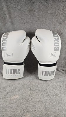 FIVING EPDM Boxing/Muy Thai/Training Gloves, 10 oz, Unisex Adult, White/Silver 