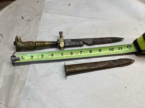 Vintage Brass Dagger With Scabbard 6 1/2 Inch Carbon Steel Blade | eBay